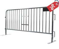 7.5 ft Metal Barricade Black | Flat Feet | Heavy-Duty 