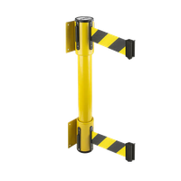 7.5'L Retractable Double Belt Barrier | Wall Mounted